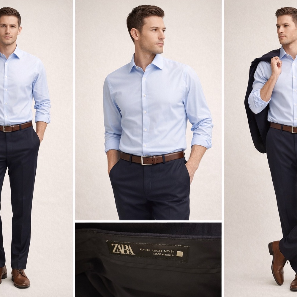 Zara Men's Navy Blue Pants